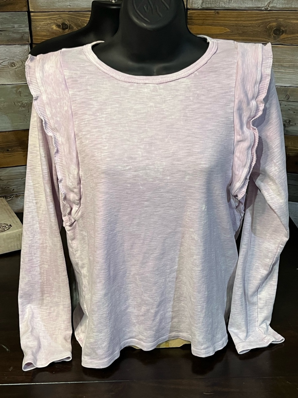 Eri + Ali Anthropologie Washed Ruffle 100% CottonTop, Lavender Purple, Sz M